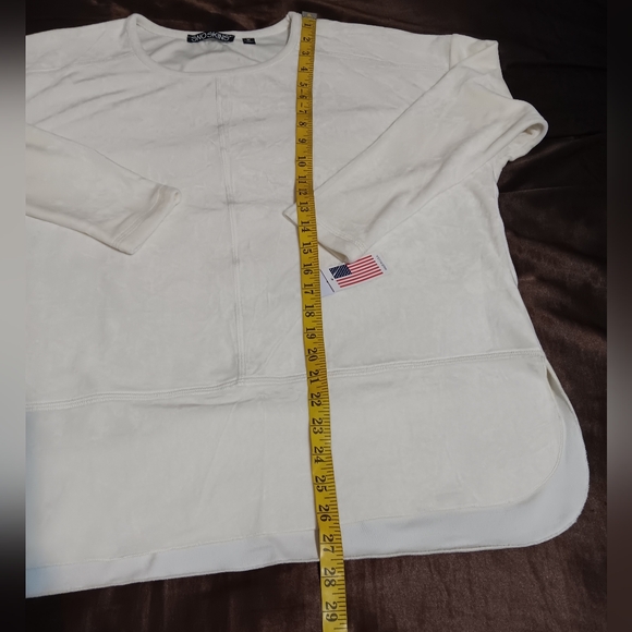 SNOSKINS Velvet Set Top-Pant Ivory SzM Pullover Vneck Elastic Waist Band Pants - Picture 6 of 16